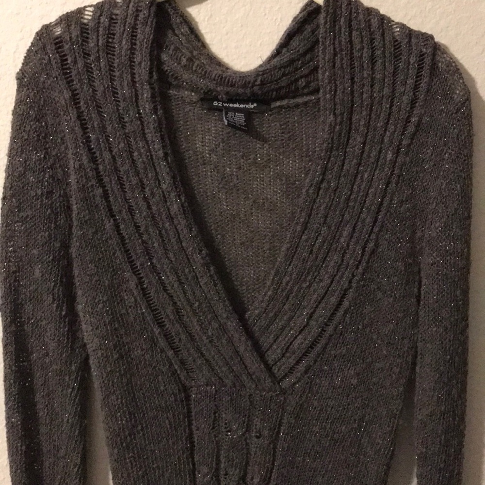 52Weekends Grey/Green Texture Sweater
